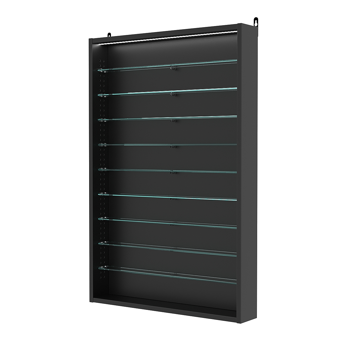 Витрина настенная с регулировочными полками №2-7ГУ-РЕГ с подсветкой, Черный