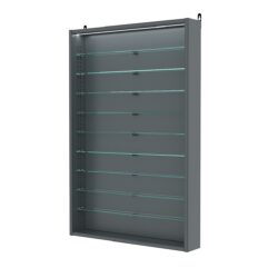 Витрина настенная с регулировочными полками №2-7ГУ-РЕГ с подсветкой, Темно-Серый