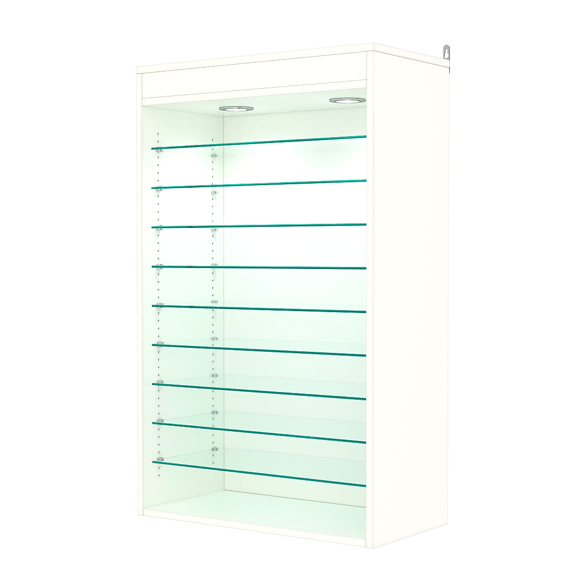 Витрина настенная с регулировочными полками №2-7ГГ-РЕГ с подсветкой, Белый