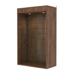 Витрина настенная с регулировочными полками №2-7ГГ-РЕГ с подсветкой, Орех