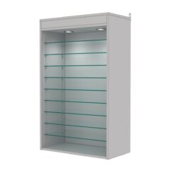 Витрина настенная с регулировочными полками №2-7ГГ-РЕГ с подсветкой, Серый