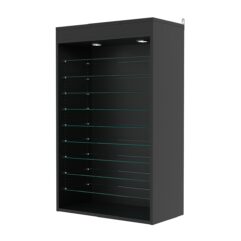 Витрина настенная с регулировочными полками №2-7ГГ-РЕГ с подсветкой, Черный