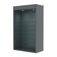 Витрина настенная с регулировочными полками №2-7ГГ-РЕГ с подсветкой, Темно-Серый