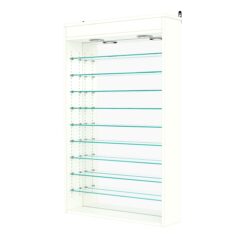 Витрина настенная с регулировочными полками №2-8Г-РЕГ с зеркалом и с подсветкой, Белый