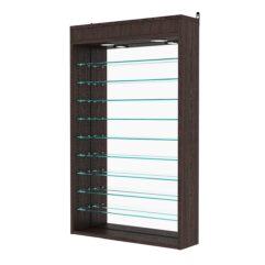 Витрина настенная с регулировочными полками №2-8Г-РЕГ с зеркалом и с подсветкой, Дуб Венге