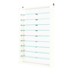 Витрина настенная с регулировочными полками №2-8ГУ-РЕГ с зеркалом и с подсветкой, Белый