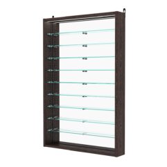 Витрина настенная с регулировочными полками №2-8ГУ-РЕГ с зеркалом и с подсветкой, Дуб Венге