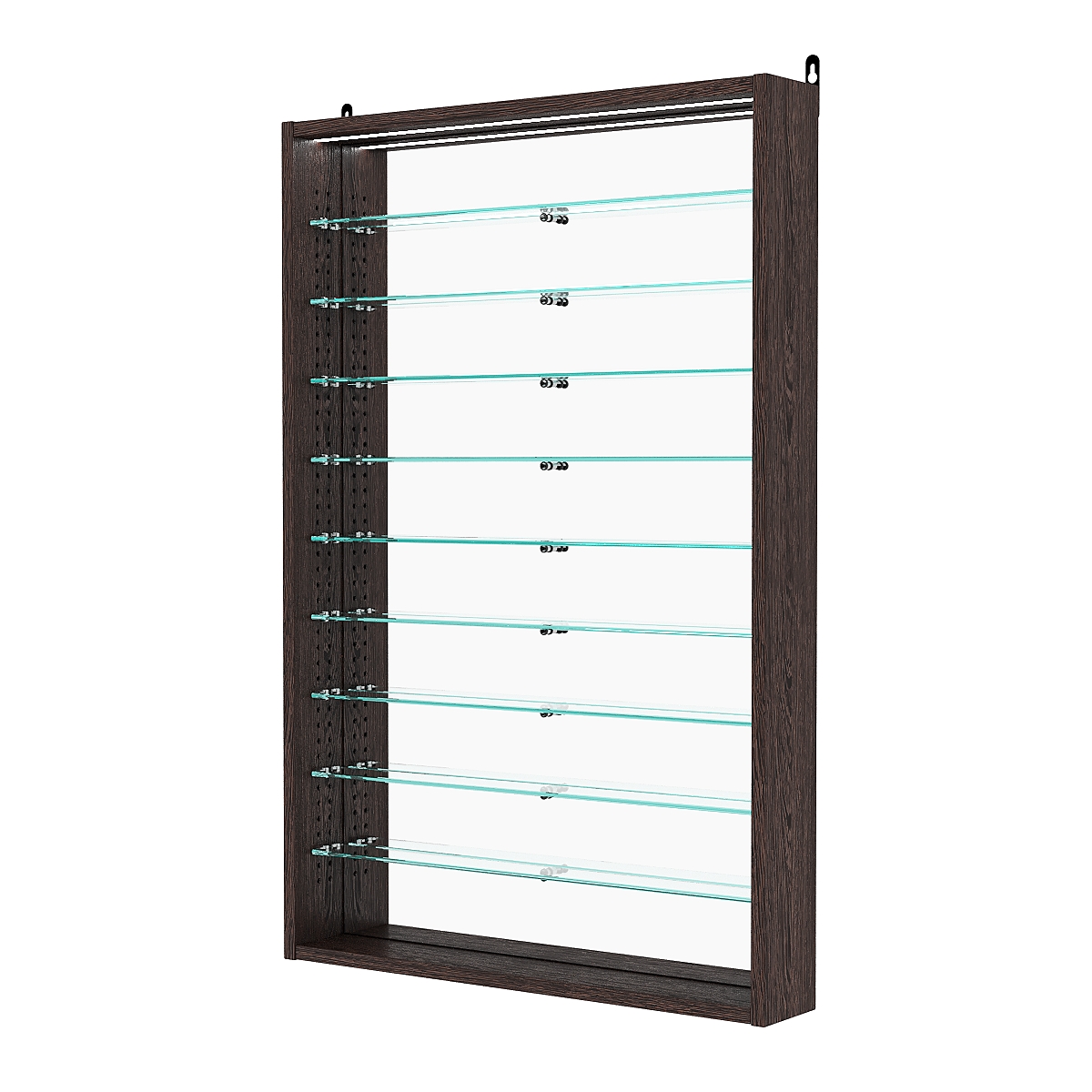 Витрина настенная с регулировочными полками №2-8ГУ-РЕГ с зеркалом и с подсветкой, Дуб Венге