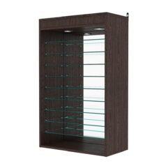Витрина настенная с регулировочными полками №2-8ГГ-РЕГ с зеркалом и с подсветкой, Дуб Венге