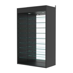 Витрина настенная с регулировочными полками №2-8ГГ-РЕГ с зеркалом и с подсветкой, Черный