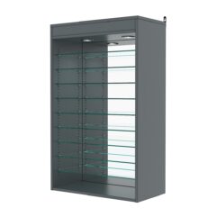 Витрина настенная с регулировочными полками №2-8ГГ-РЕГ с зеркалом и с подсветкой, Темно-Серый