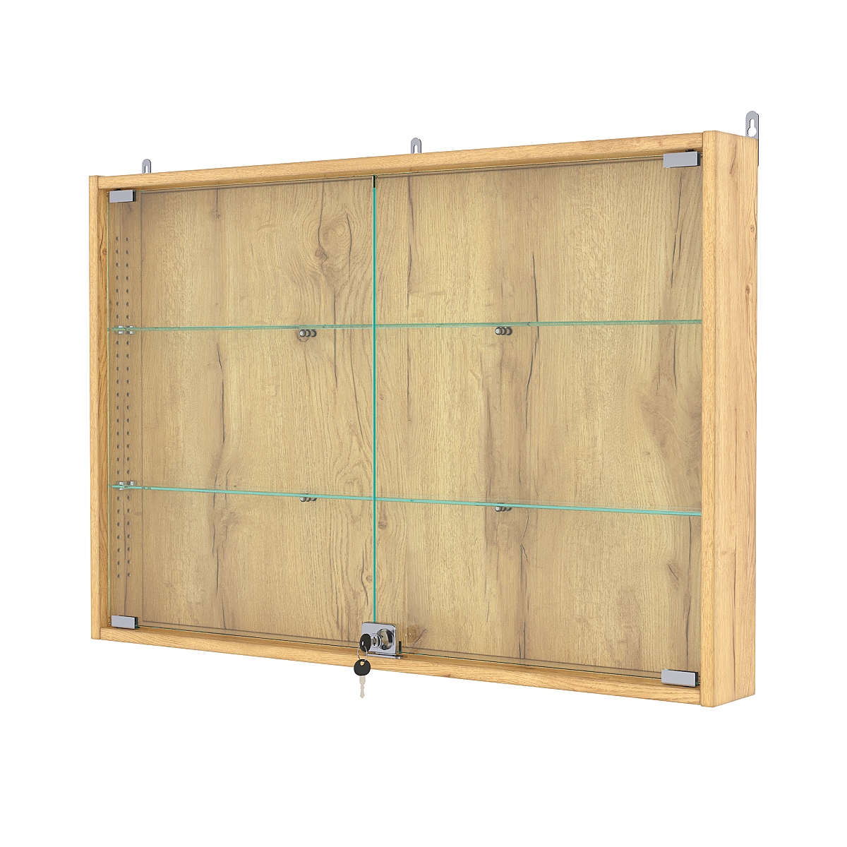 Витрина настенная с регулировочными полками №3-1АУ-РЕГ, Дуб Золотистый