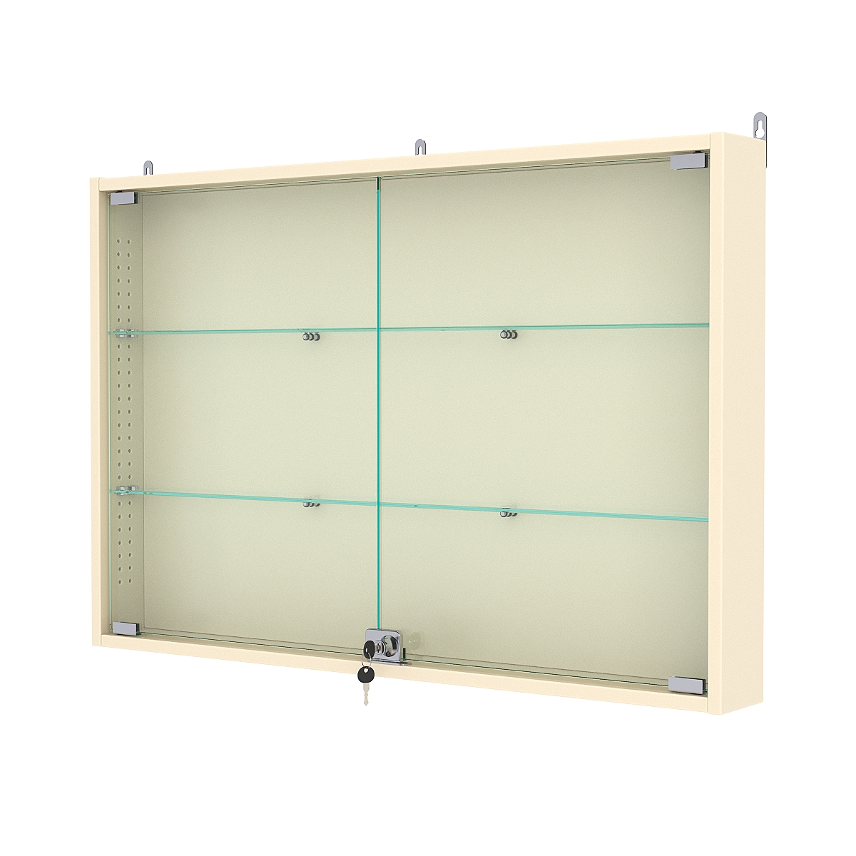 Витрина настенная с регулировочными полками №3-1АУ-РЕГ, Крем Вайс