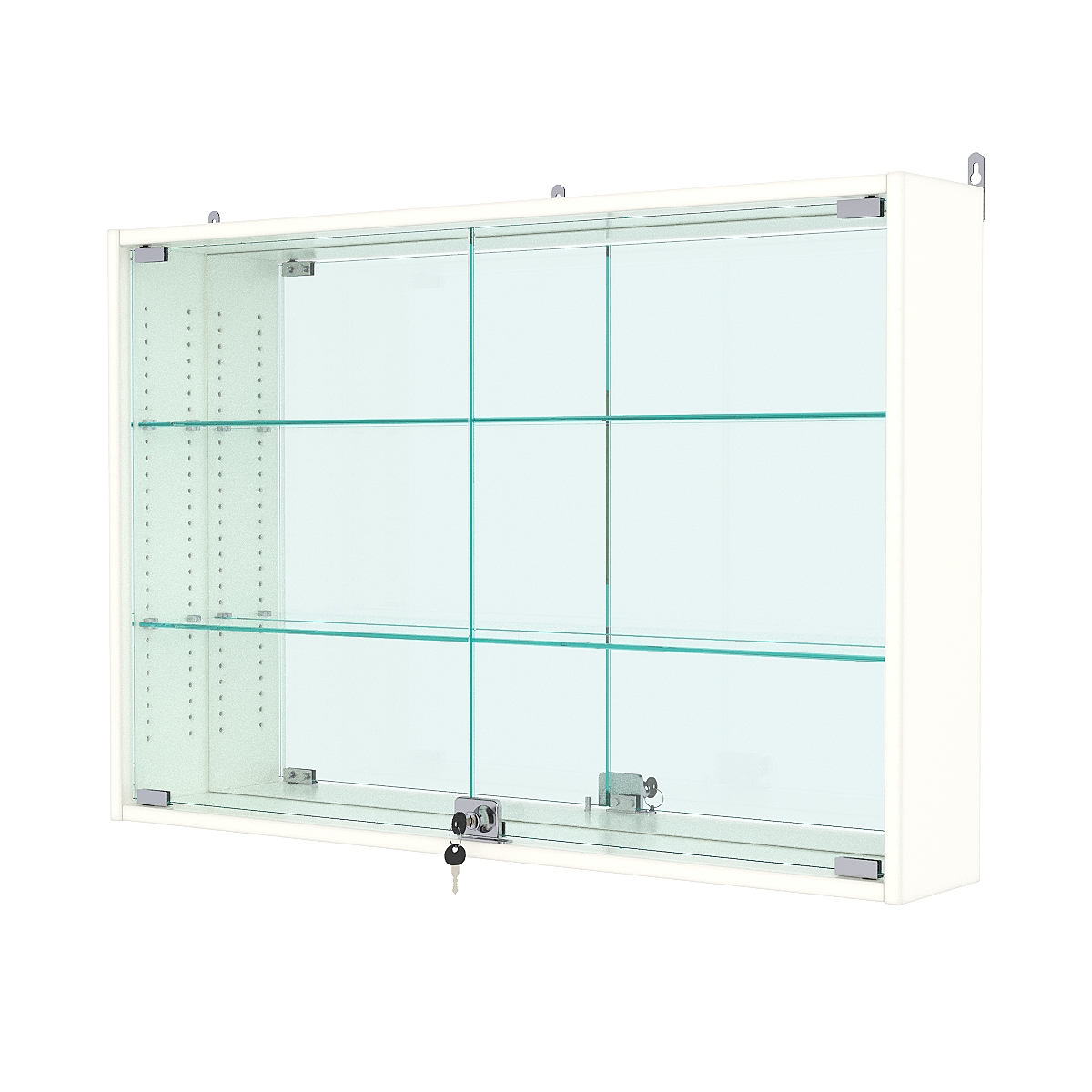 Витрина настенная с регулировочными полками №3-2А-РЕГ с зеркалом, Белый