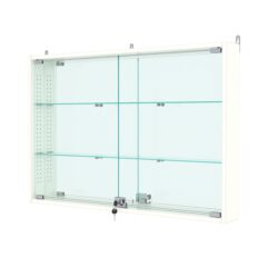 Витрина настенная с регулировочными полками №3-2АУ-РЕГ с зеркалом, Белый