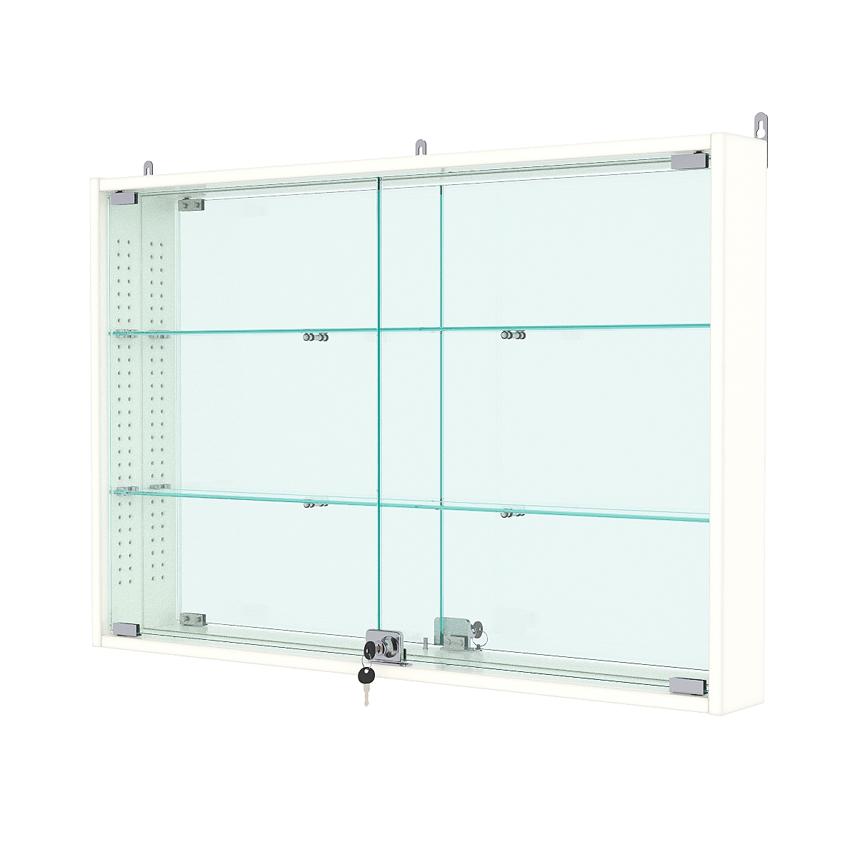 Витрина настенная с регулировочными полками №3-2АУ-РЕГ с зеркалом, Белый