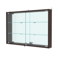 Витрина настенная с регулировочными полками №3-2АУ-РЕГ с зеркалом, Дуб Венге