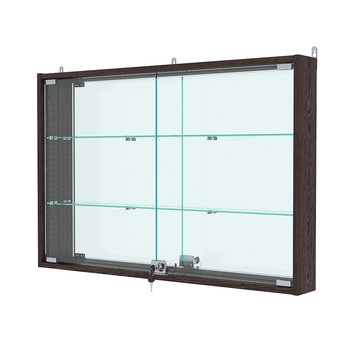Витрина настенная с регулировочными полками №3-2АУ-РЕГ с зеркалом, Дуб Венге