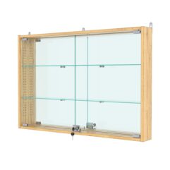 Витрина настенная с регулировочными полками №3-2АУ-РЕГ с зеркалом, Дуб Золотистый