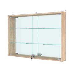 Витрина настенная с регулировочными полками №3-2АУ-РЕГ с зеркалом, Дуб Сонома