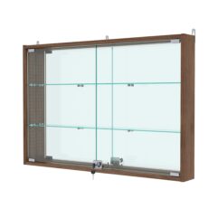 Витрина настенная с регулировочными полками №3-2АУ-РЕГ с зеркалом, Орех