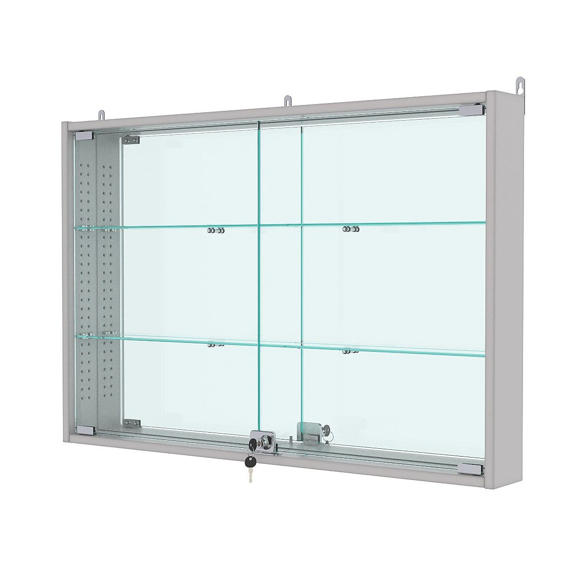 Витрина настенная с регулировочными полками №3-2АУ-РЕГ с зеркалом, Серый