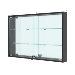 Витрина настенная с регулировочными полками №3-2АУ-РЕГ с зеркалом, Черный