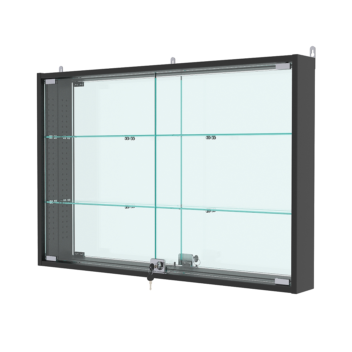 Витрина настенная с регулировочными полками №3-2АУ-РЕГ с зеркалом, Черный