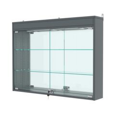 Витрина настенная с регулировочными полками №3-4А-РЕГ с зеркалом и с подсветкой, Темно-Серый