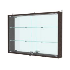 Витрина настенная с регулировочными полками №3-4АУ-РЕГ с зеркалом и с подсветкой, Дуб Венге