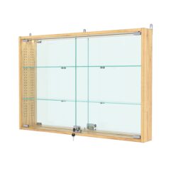 Витрина настенная с регулировочными полками №3-4АУ-РЕГ с зеркалом и с подсветкой, Дуб Золотистый