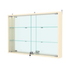 Витрина настенная с регулировочными полками №3-4АУ-РЕГ с зеркалом и с подсветкой, Крем Вайс