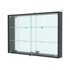 Витрина настенная с регулировочными полками №3-4АУ-РЕГ с зеркалом и с подсветкой, Черный