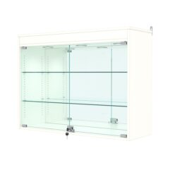 Витрина настенная с регулировочными полками №3-4АГ-РЕГ с зеркалом и с подсветкой, Белый