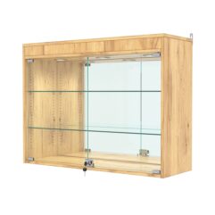 Витрина настенная с регулировочными полками №3-4АГ-РЕГ с зеркалом и с подсветкой, Дуб Золотистый