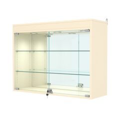 Витрина настенная с регулировочными полками №3-4АГ-РЕГ с зеркалом и с подсветкой, Крем Вайс