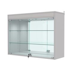 Витрина настенная с регулировочными полками №3-4АГ-РЕГ с зеркалом и с подсветкой, Серый