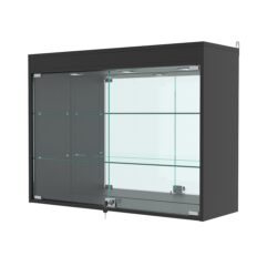 Витрина настенная с регулировочными полками №3-4АГ-РЕГ с зеркалом и с подсветкой, Черный