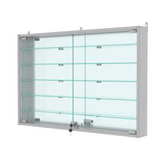 Витрина настенная с регулировочными полками №3-6АУ-РЕГ с зеркалом, Серый