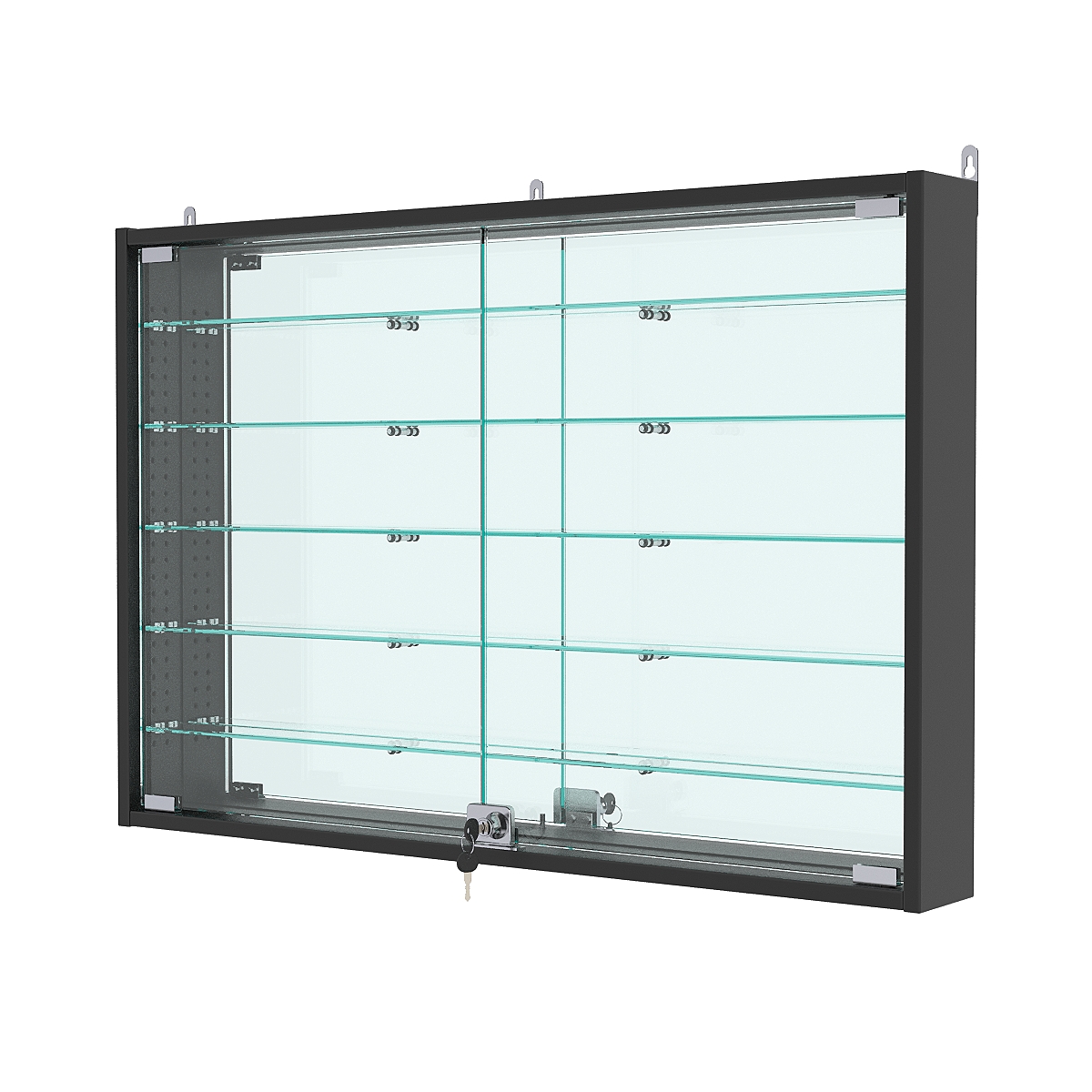 Витрина настенная с регулировочными полками №3-6АУ-РЕГ с зеркалом, Черный