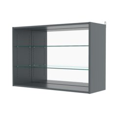 Витрина настенная с регулировочными полками №3-2ГГ-РЕГ с зеркалом, Темно-Серый