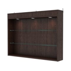 Витрина настенная с регулировочными полками №3-3Г-РЕГ с подсветкой, Дуб Венге
