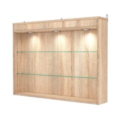 Витрина настенная с регулировочными полками №3-3Г-РЕГ с подсветкой, Дуб Сонома