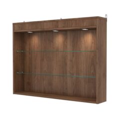 Витрина настенная с регулировочными полками №3-3Г-РЕГ с подсветкой, Орех