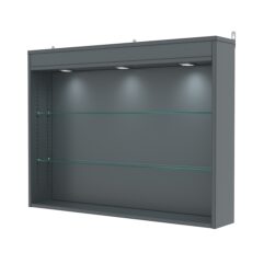 Витрина настенная с регулировочными полками №3-3Г-РЕГ с подсветкой, Темно-Серый