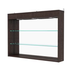 Витрина настенная с регулировочными полками №3-4Г-РЕГ с зеркалом и с подсветкой, Дуб Венге