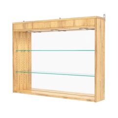 Витрина настенная с регулировочными полками №3-4Г-РЕГ с зеркалом и с подсветкой, Дуб Золотистый