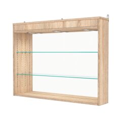 Витрина настенная с регулировочными полками №3-4Г-РЕГ с зеркалом и с подсветкой, Дуб Сонома