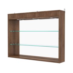 Витрина настенная с регулировочными полками №3-4Г-РЕГ с зеркалом и с подсветкой, Орех