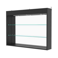 Витрина настенная с регулировочными полками №3-4Г-РЕГ с зеркалом и с подсветкой, Черный